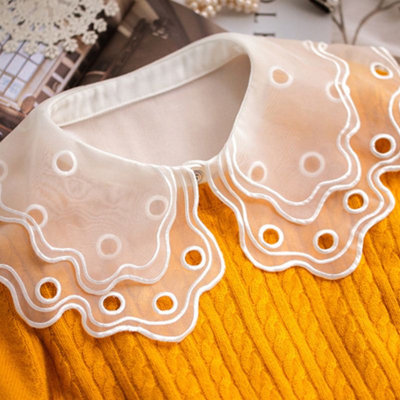 Cổ Áo Sơ Mi Giả Phối Ren Màu Trắng / Đen Thời Trang Cho Nữ