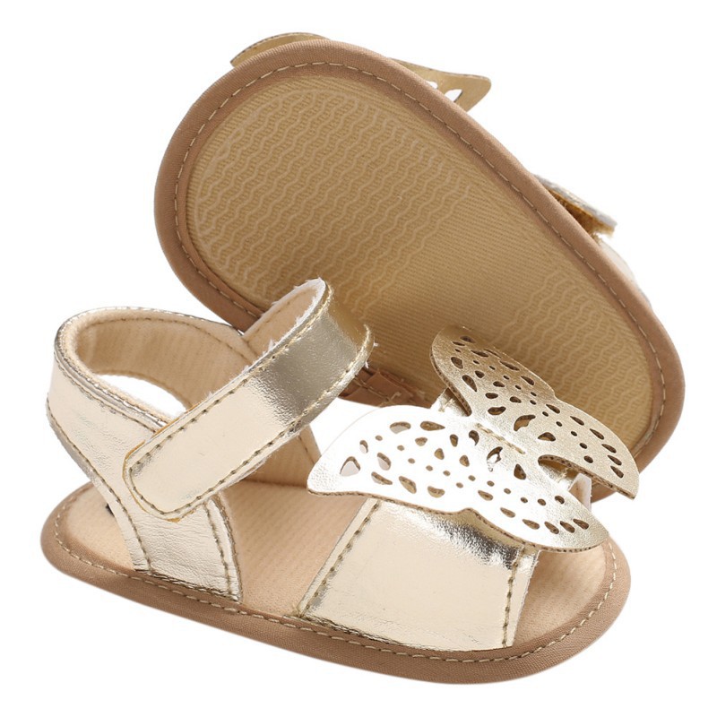 Giày sandals vải da đính bươm bướm xinh xắn cho bé