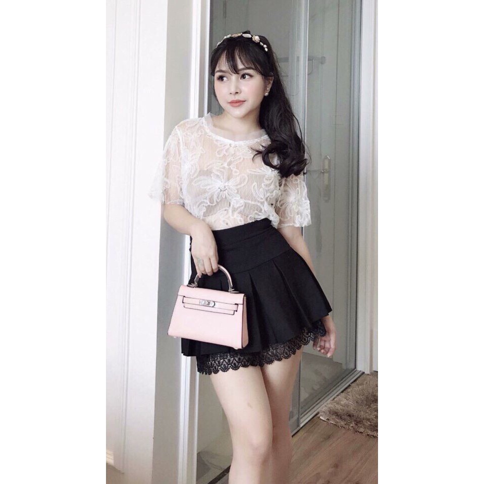 CHÂN VÁY XẾP LY REN GẤU | BigBuy360 - bigbuy360.vn