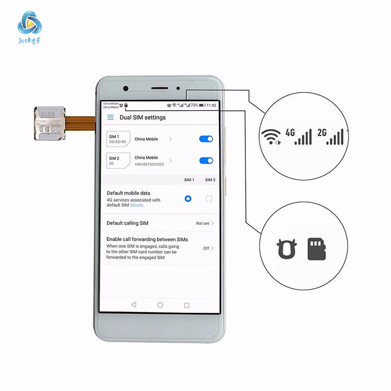 Card Extender Dual SIM Adapter Extension Cable Slot Durable For Mobile Phone Android