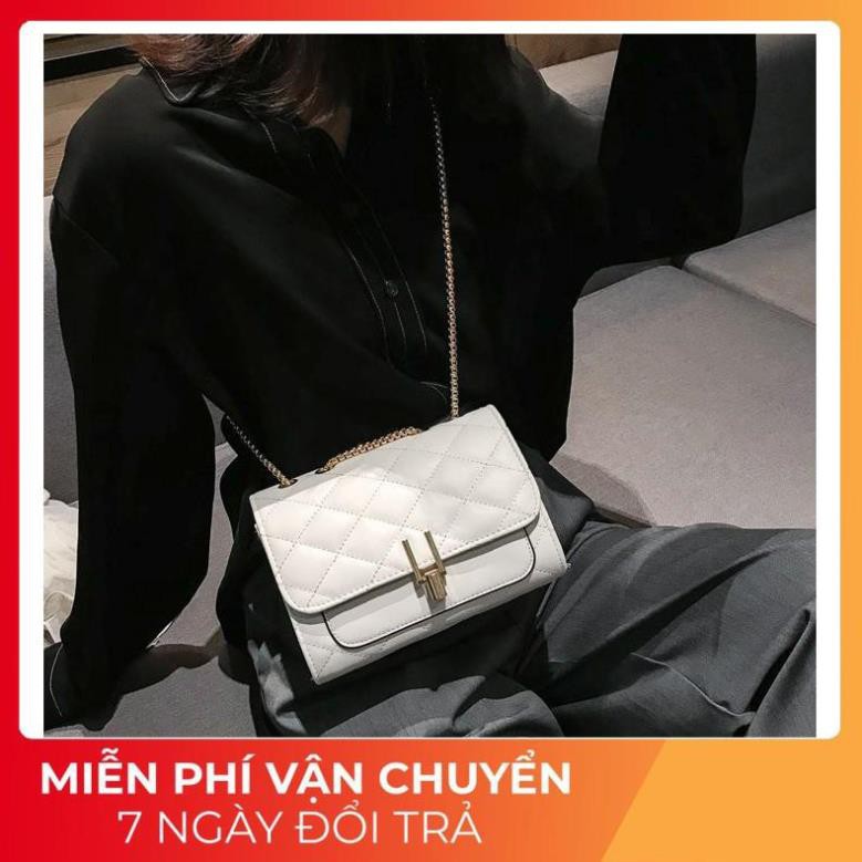 Túi xách đeo chéo nữ ( Mới ) KHÓA XOAY Chữ Y HÀN QUỐC trẻ trung / MÀU ĐEN trắng loại lớn