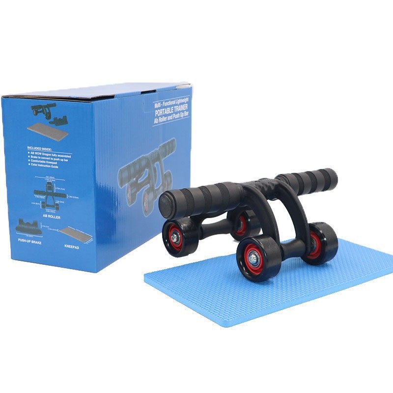 Con Lăn Tập Cơ Bụng 4 Bánh AB Cao Cấp Kèm Thảm Lót POPO YGW10BlackRed