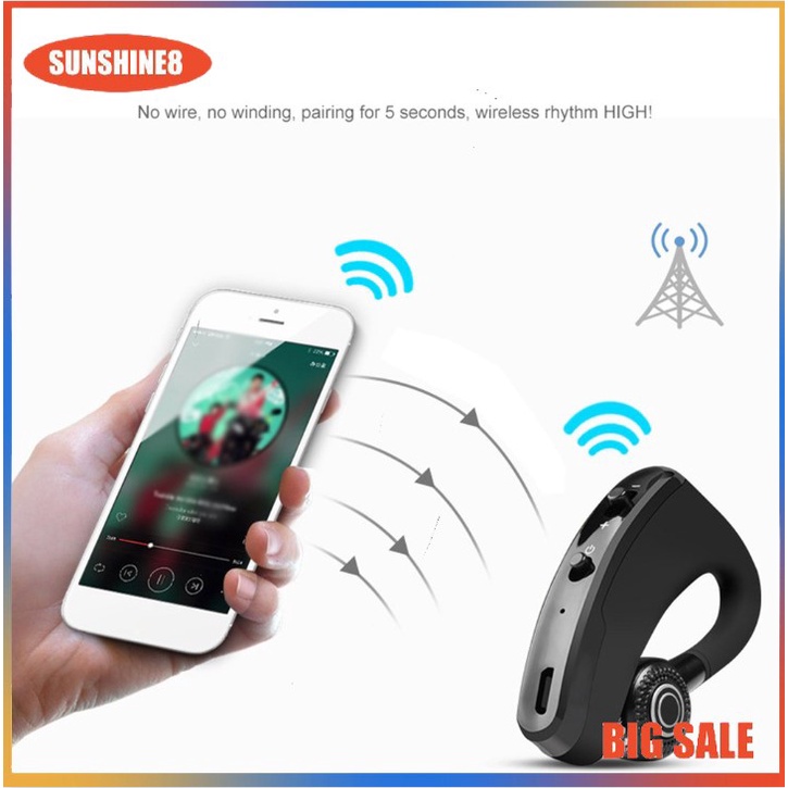 V9Tai Nghe Bluetooth  Phong Cách Doanh Nhân Sang Trọng cao cấp cực chất điều khiển bằng giọng nói