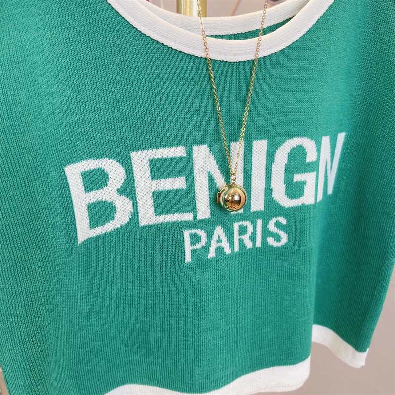 Áo Dệt Kim Sát Nách In Chữ Thời Trang Mùa Hè Dành Cho Nữ