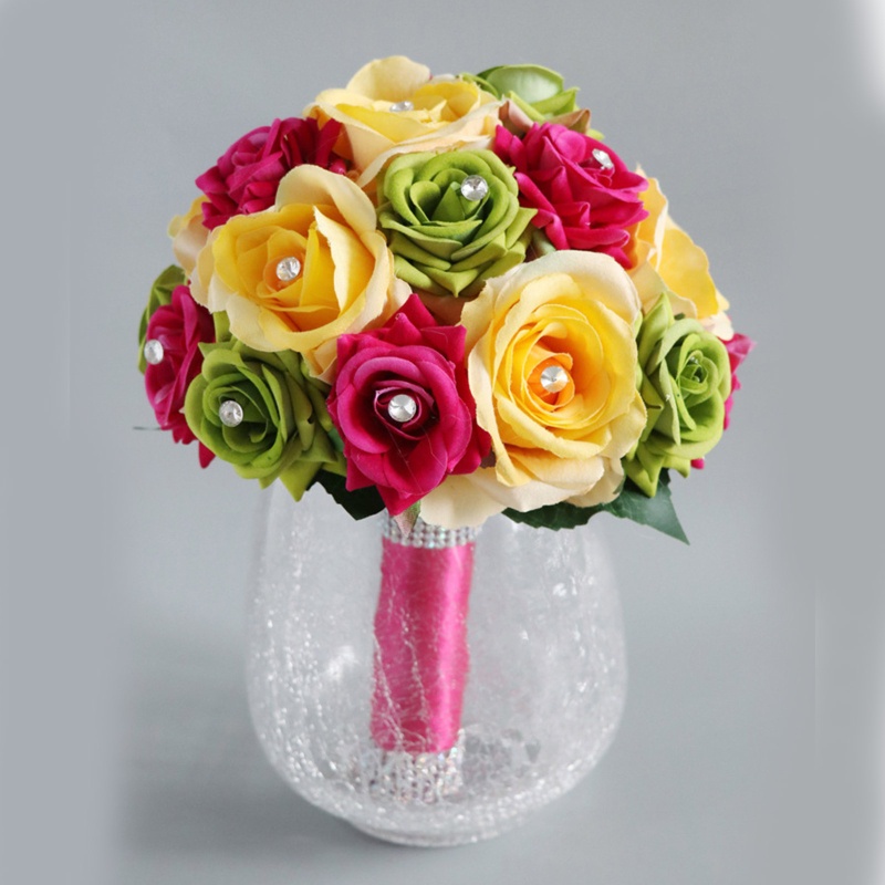 Bó Hoa Hồng Giả Nhiều Màu Trang Trí Tiệc Cưới / Valentine