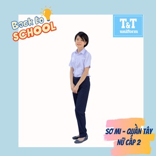 Áo sơ mi nữ ĐỒNG PHỤC HỌC SINH T&T cấp 2-3 Mã SMNU001A cổ nhọn màu trắng HÀNG LOẠI 1 THẤM HÚT MỒ HÔI TỐT MẶC R
