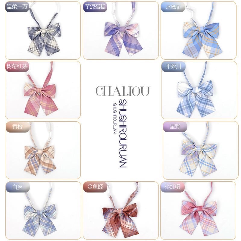 Nơ đeo cổ họa tiết caro phong cách thủy thủ xinh xắn cho nữ