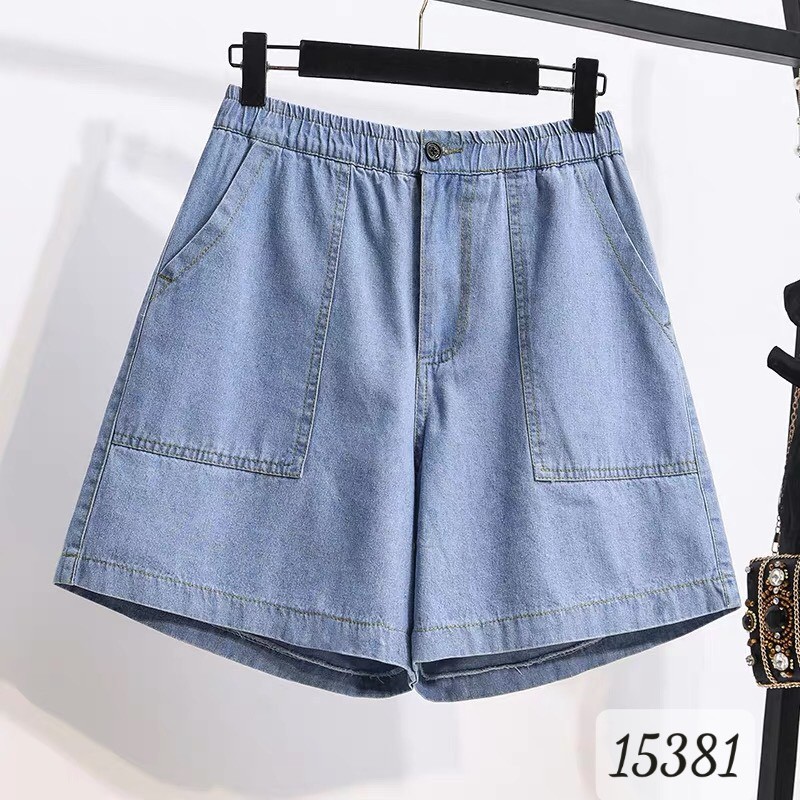 15381-Xanh,Đen- XL,2x,3x,4x,5x- Quần BIG SIZE short jean lưng thun