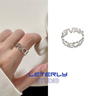 Nhẫn khắc họa tiết chữ cái phong cách hiphop sành điệu F523