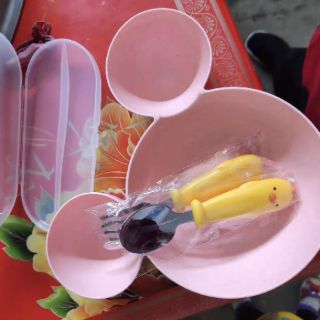 Khay ăn dặm làm bằng lúa mạch hình chuột micky