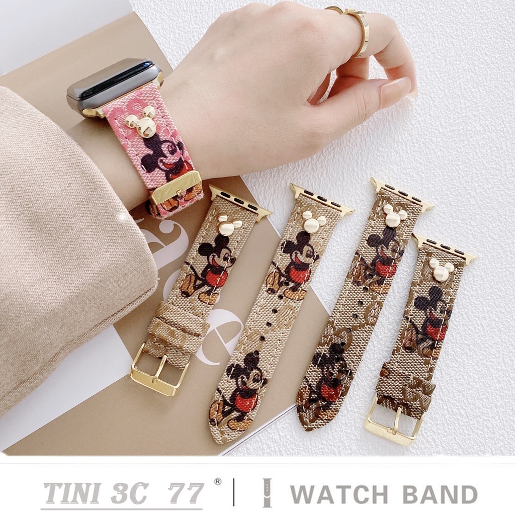 Dây đeo in Mickey cho đồng hồ Apple Watch Series IWatch 7 / 6 / 5 / 4 / 3 /SE 44mm / 40mm / 42mm / 38mm /41mm / 45mm