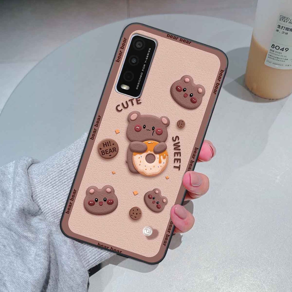 Ốp Vivo Y20 bear brick, gấu đáng yêu, dễ thương