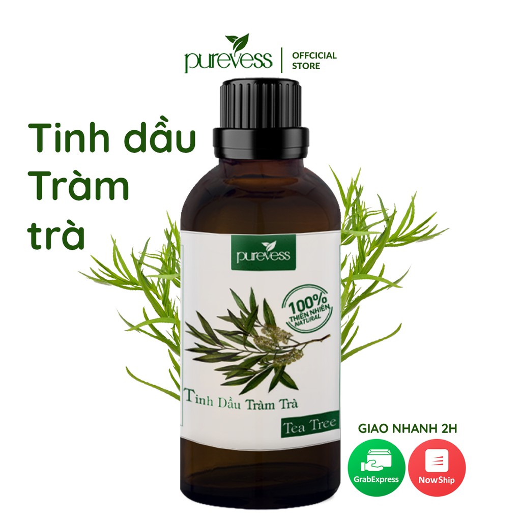 Tinh dầu Tràm Trà Purevess, thiên nhiên nguyên chất, giúp thư giãn và thanh lọc không khí. 100ml