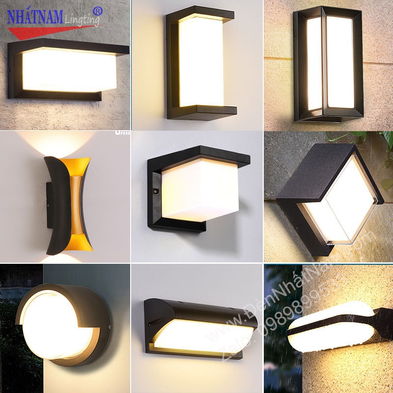 Đèn tường led hiện đại chiếu sáng sân vườn hành lang, chất liệu nhôm đúc, sơn tĩnh điện