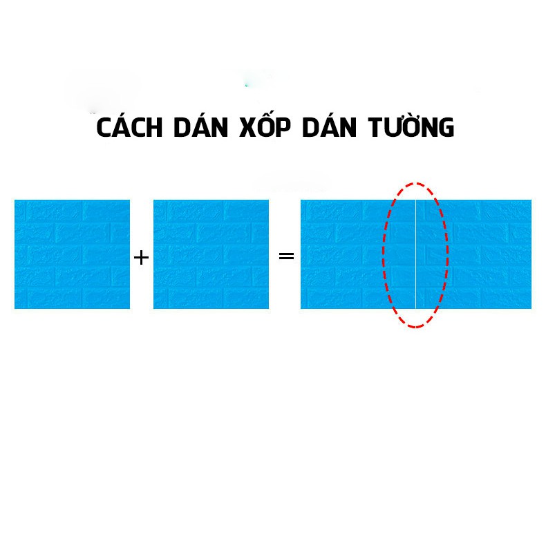 Xốp dán tường màu xanh dương giả gạch 3D loại dày 5mm