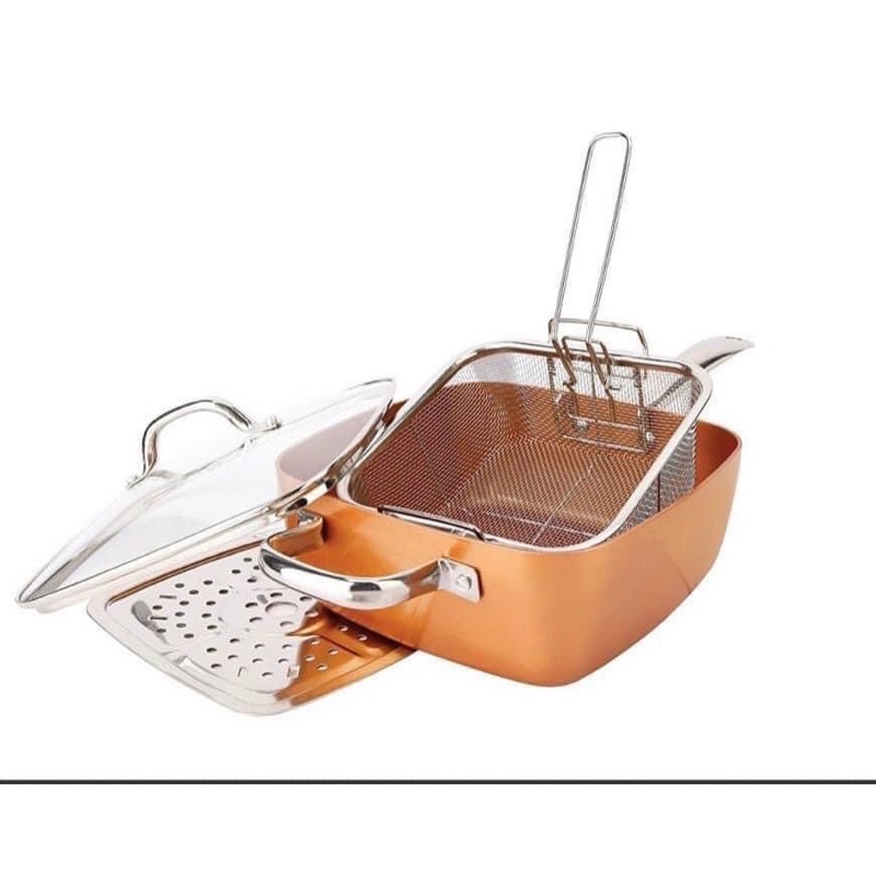 CHẢO CHIÊN VUÔNG ĐÁY TỪ 24CM - ĐỦ PHỤ KIỆN NHƯ HÌNH