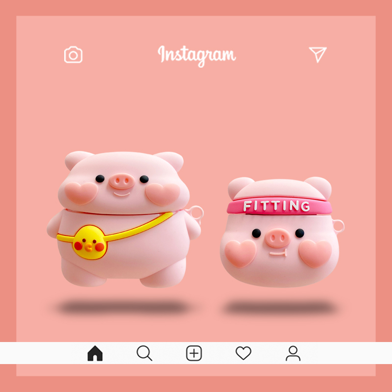 Vỏ Bảo Vệ Hộp Sạc Tai nghe không dây Apple Airpods Pro 2 3 1 Bằng Silicon Mềm Hình Chú Heo Hoạt Hình