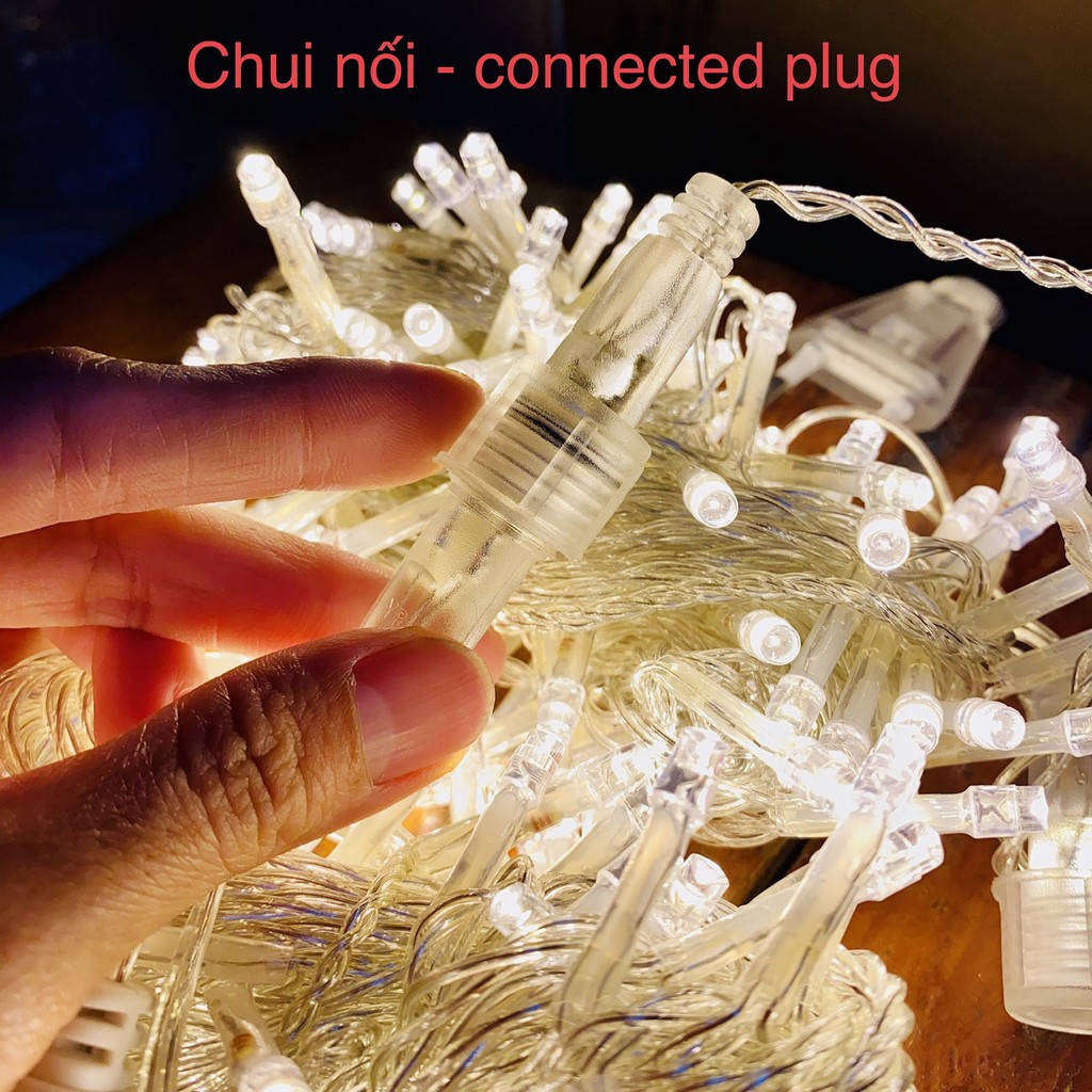 Đèn Led Trang Trí Đom Đóm 10 Mét 100 Bóng Màu Vàng Nắng Có Phích Nối, Chống Nước Tuyệt Đối