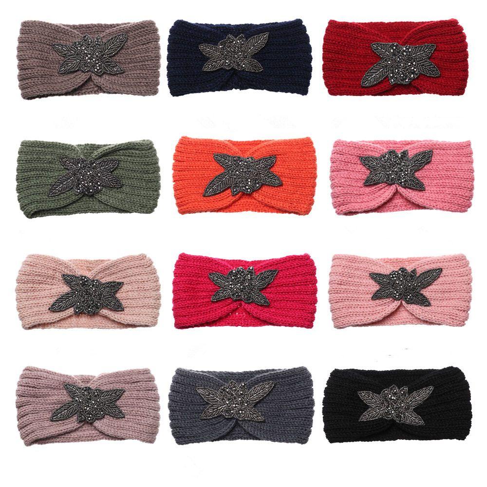 LANSEL Băng Đô Dệt Kim Co Giãn Mềm Mại Đính Đá Màu Kẹo Ngọt Thời Trang Mùa Đông Cho