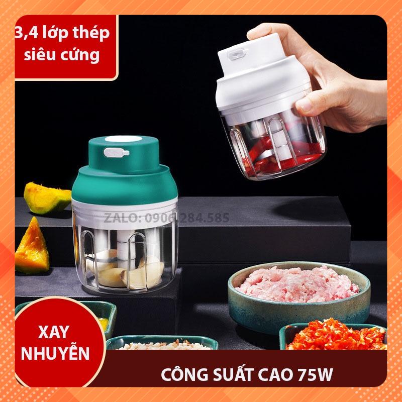 Máy Xay Hành Tỏi Mini Đa Năng Thiết Kế Nhỏ Gọn, Chất Lượng Siêu Bền Hỗ Trợ Sạc USB