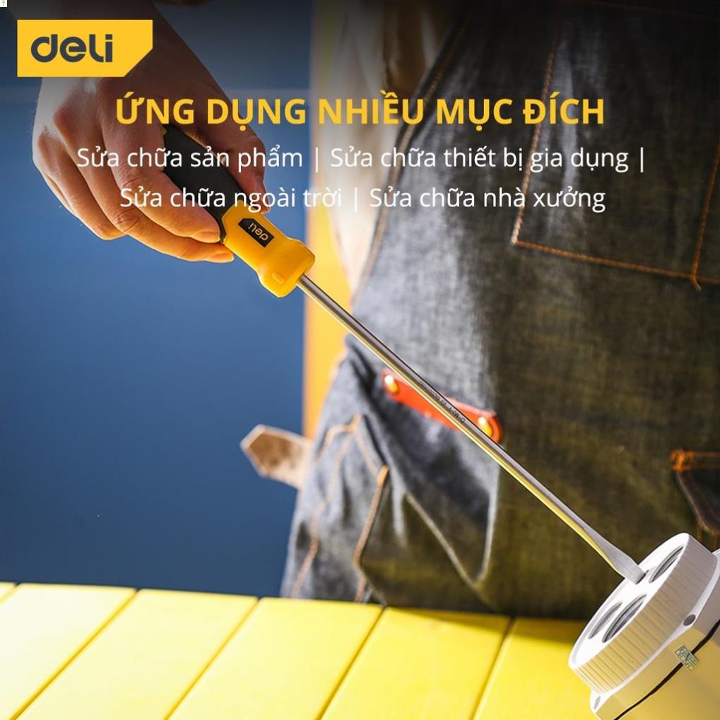 Tua Vít 2 Cạnh Deli Cao Cấp - Chất Liệu Thép CR-V Chống Mòn, Gỉ - Tay Cầm Cao Su - Vặn Mở Ốc Vít - EDL6362001 .