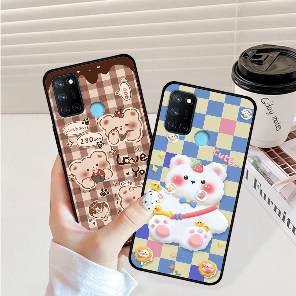 Ốp lưng Realme C17 - Realme 7i in hình caro gấu thỏ dễ thương