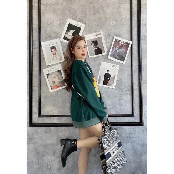 Áo Sweater Nỉ Da Cá Hàn Form Rộng Streetwear In Hình Cute 6 Màu | BigBuy360 - bigbuy360.vn