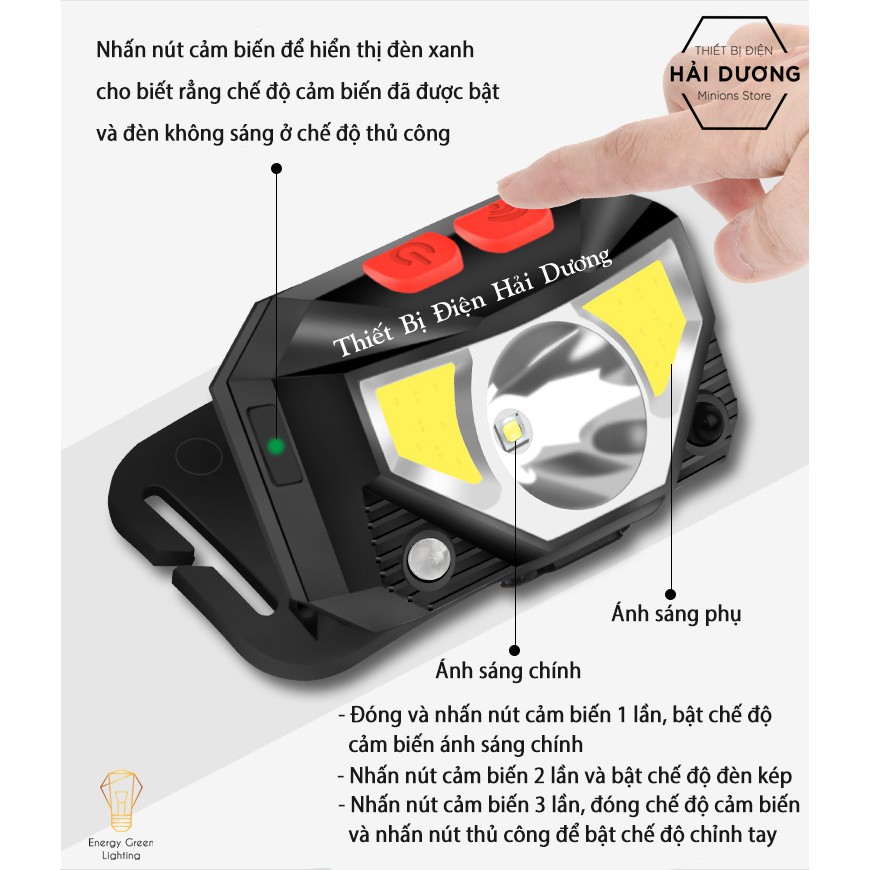 Đèn Pha Đội Đầu Cảm Ứng TG-T069 - LED Siêu Sáng - Energy Green Lighting - Có video thực tế