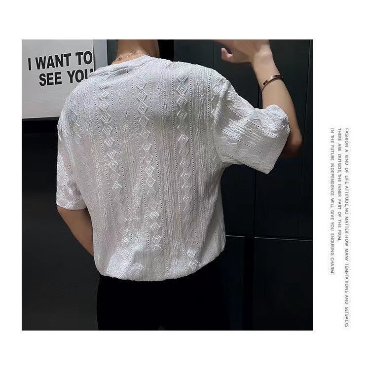 Áo Thun Lụa Lạnh Cổ Tròn Ngắn Tay Dáng Rộng Thời Trang Mùa Hè Dành Cho Nam 2022