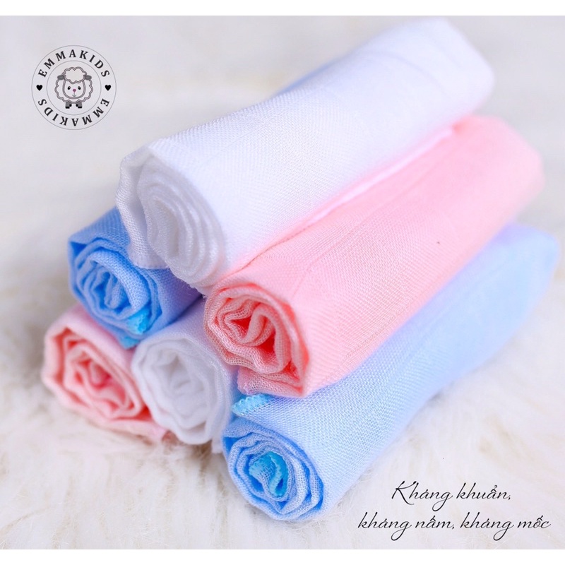 Hộp 6 khăn sữa sợi tre Emmakids 2 lớp kích thước 30x30cm
