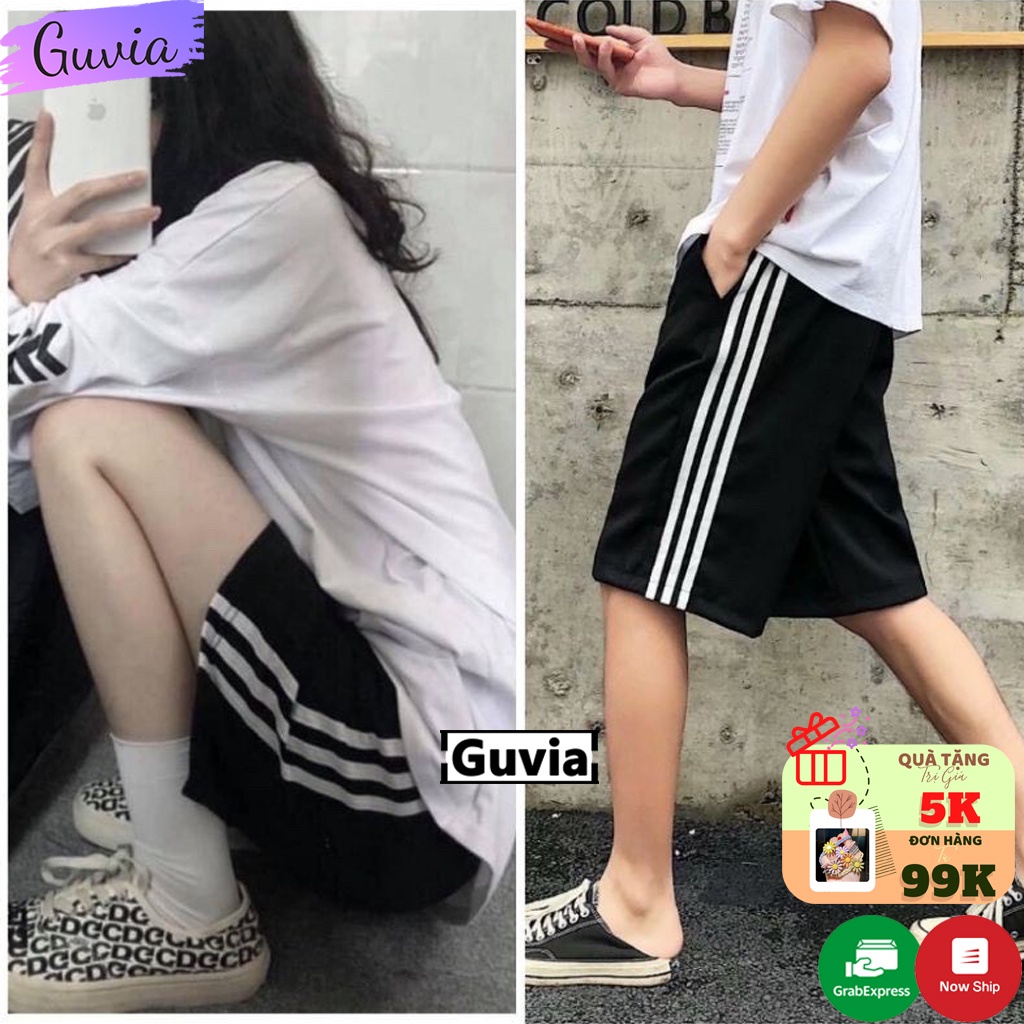 Quần short 3 sọc nam nữ chất Nỉ Basic thời trang ullzzang form rộng Unisex Guvia