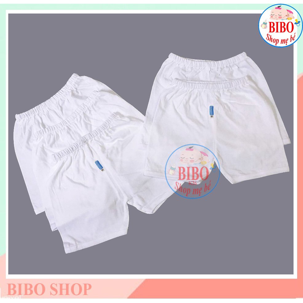 (Chất đẹp)Quần Đùi Ngắn Trắng Sơ Sinh Chất Vải Cotton Cho Bé Mặc Nhà Hiệu BOSSINI (3-75KG)