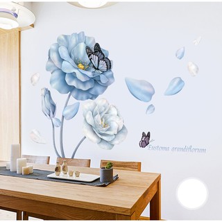 Decal dán tường hoa đá xanh