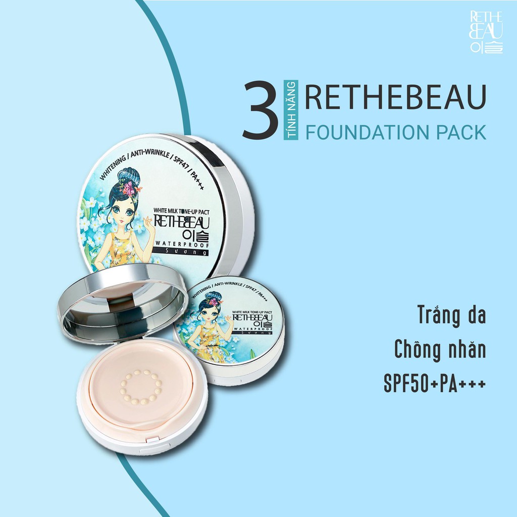 Phấn nước nâng tone trắng da 3in1 RETHEBEAU ISEUL - White Milk Tone Up Pact PICKO