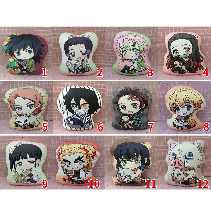 Gối nhồi bông kiểu Tanjirou Nezuko Zenitsu dễ thương cỡ 10cm