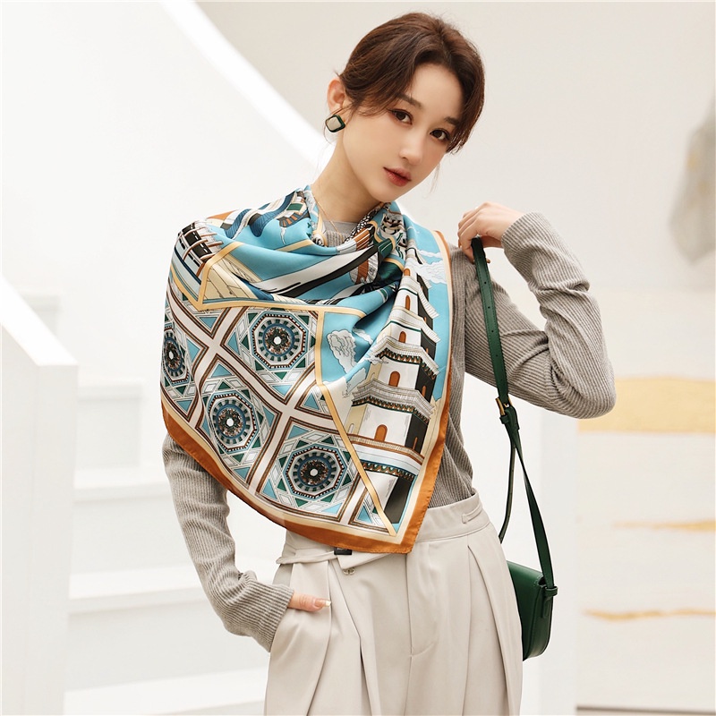 Khăn Choàng Cổ Vuông Vải Lụa In Họa Tiết Thời Trang WJ1014-118 Kích Thước 110x110cm