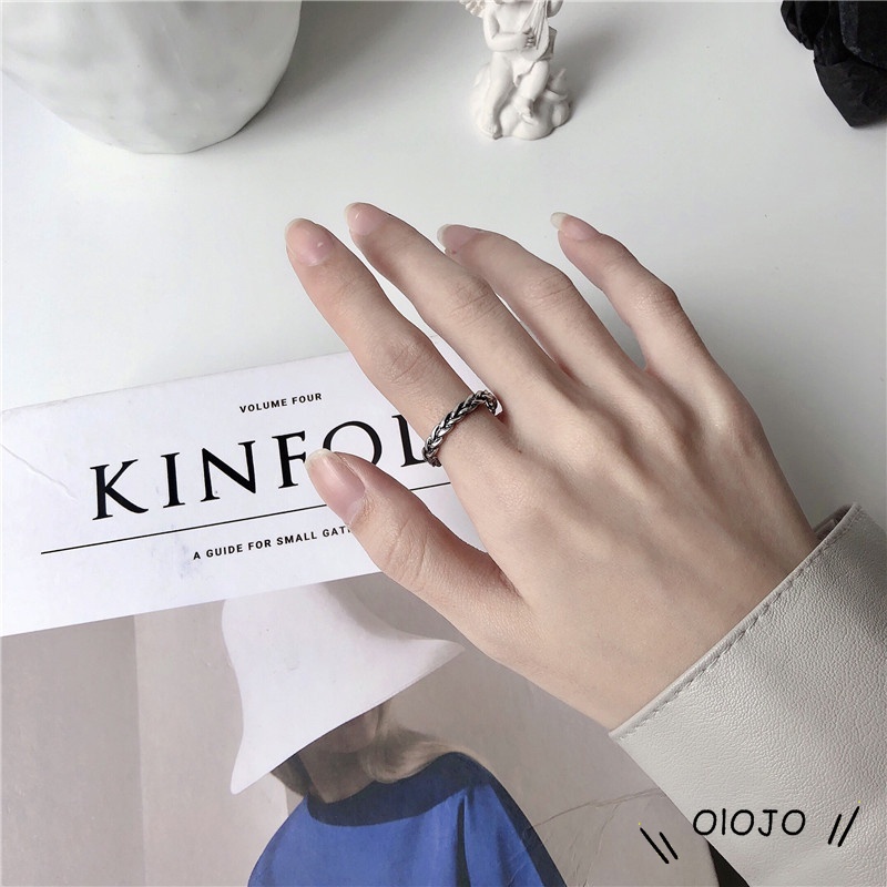 Nhẫn Thiết Kế Xoắn Độc Đáo Phong Cách Retro Hàn Quốc Cho Nam Và Nữ
