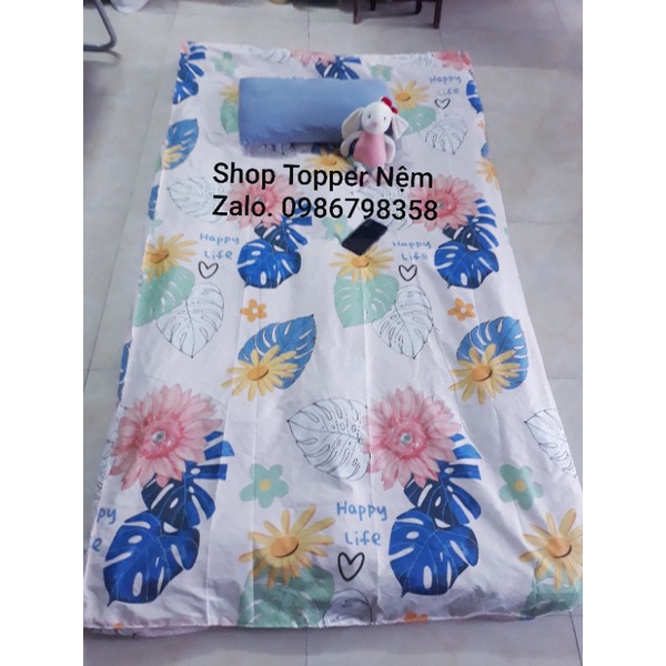 Vỏ bọc nệm Topper vải cotton cao cấp mịn mát. Có khóa kéo. Size 1m đến 2m2x2m