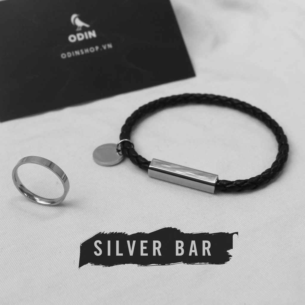 Vòng tay da ODIN - Minimal Leather Bar khóa nam châm - Tặng kèm nhẫn TITAN