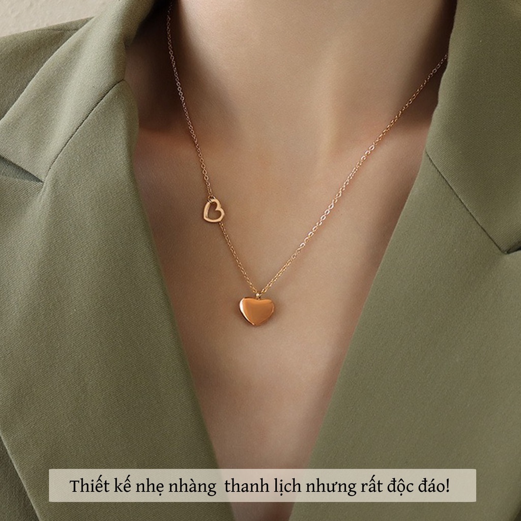 Dây chuyền titan basic trái tim , mạ vàng 14k  [  KHÔNG ĐEN GỈ ]   Her Accessories CT17