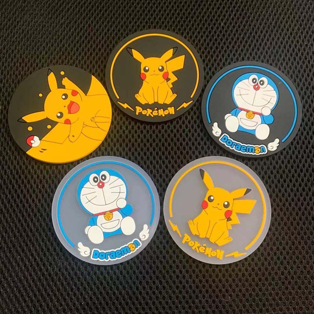 Rebuy1 Miếng Lót Cốc Trong Suốt Chống Trượt Hình Pikachu Hoạt Hình Trang Trí Nội Thất Xe Hơi