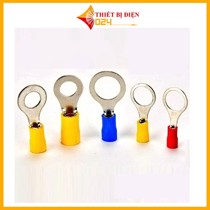 [100cái] Đầu cos dây điện tròn bọc nhựa RV 1.25-6-8, Đầu cốt bấm dây điện 0.5mm 1.5mm, cosse (cót) đồng đấu nối điện