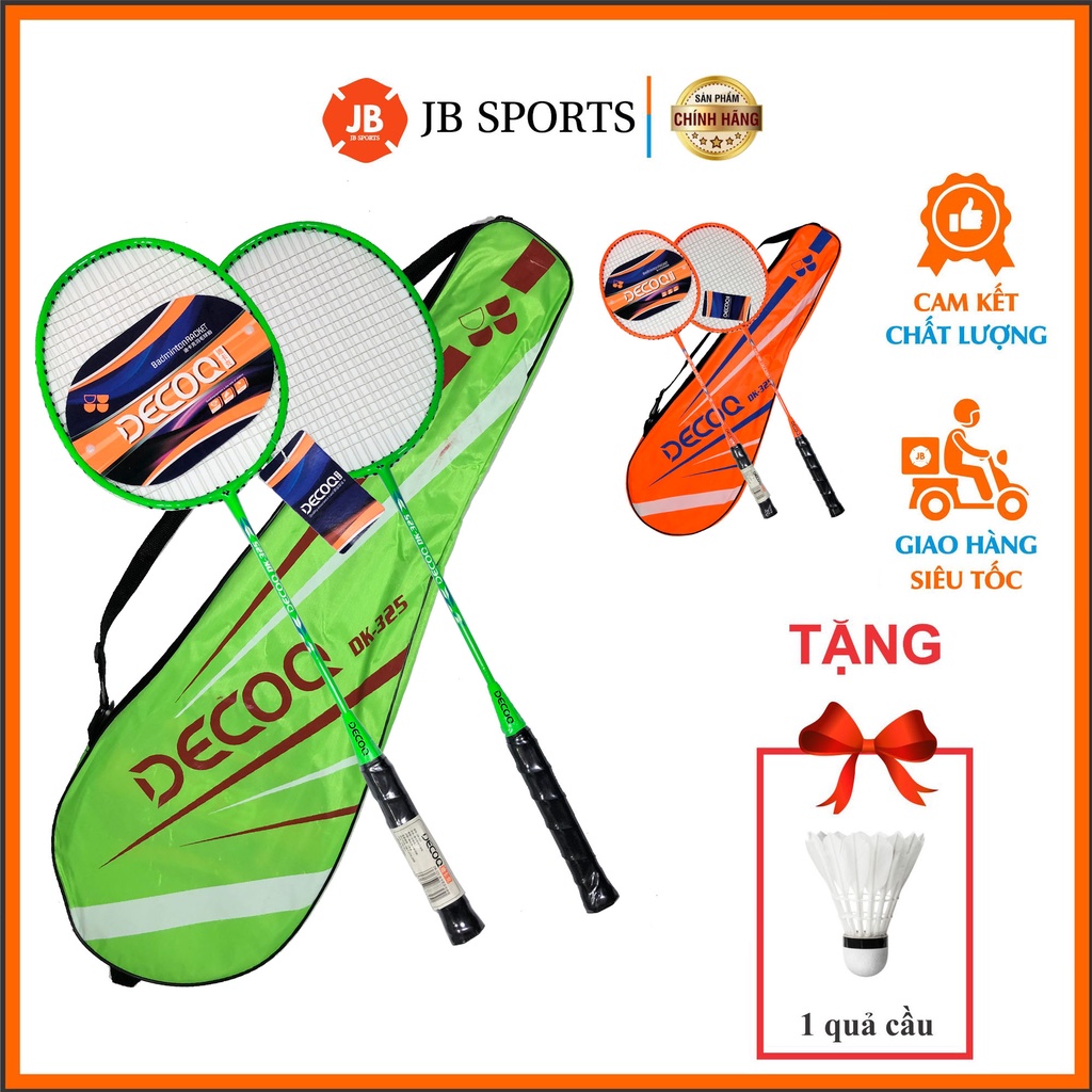 Bộ Vợt Cầu Lông Chính Hãng (2 Vợt) DECOO DK325, Cặp Vợt Cầu Lông Tốt Nhẹ Dây Căng Trợ Lực