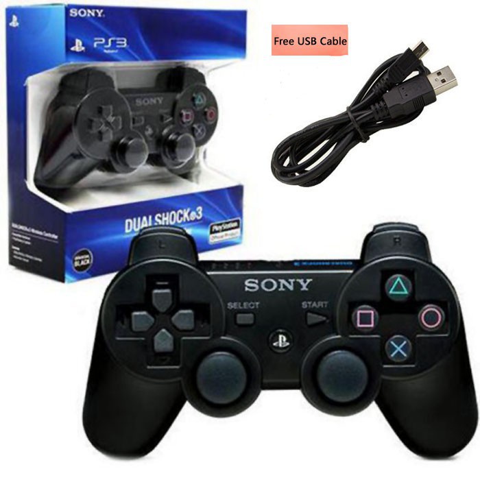 Bộ điều khiển không dây SIXAXIS với cáp USB cho máy chơi game Sony PS3 và máy tính xách tay Joystick