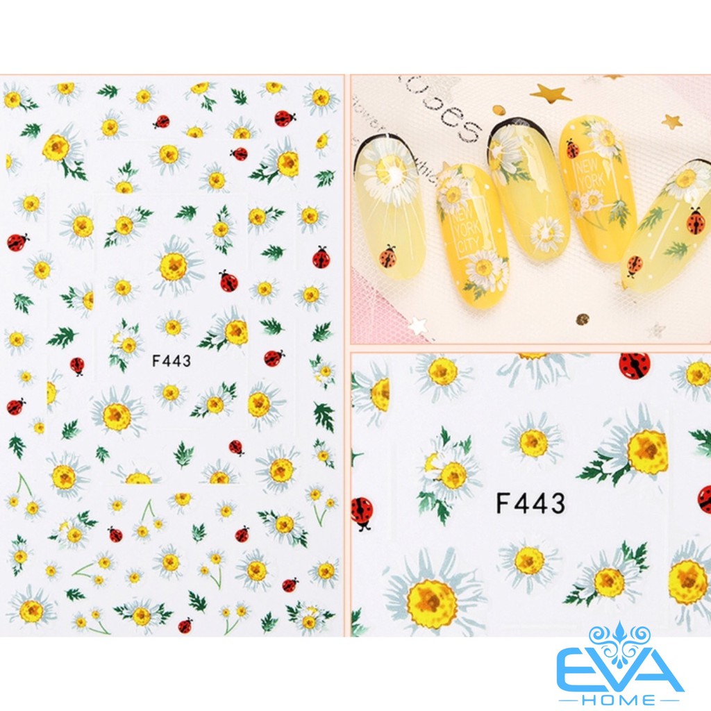 Miếng Dán Móng Tay 3D Nail Sticker Tráng Trí Hoạ Tiết Bông Hoa F443