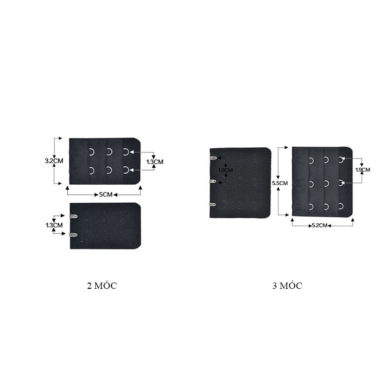 Miếng nới áo lót tăng độ dài dây lưng áo ngực loại 2 móc 3 móc LAVENUSA AL75