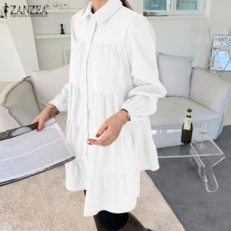Áo sơ mi ZANZEA cho nữ dài tay cổ bẻ thời trang Hàn Quốc