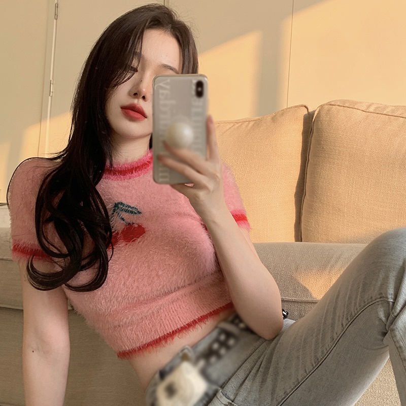 Áo Thun Croptop Ngắn Tay Ôm Dáng Thời Trang Gợi Cảm Cho Nữ