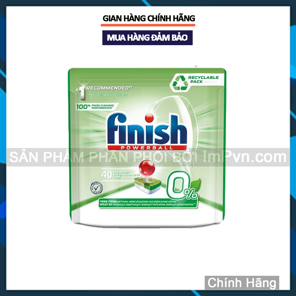 Viên rửa bát Finish Power Eco 0% Túi 70 viên (Hoặc túi 40 viên)