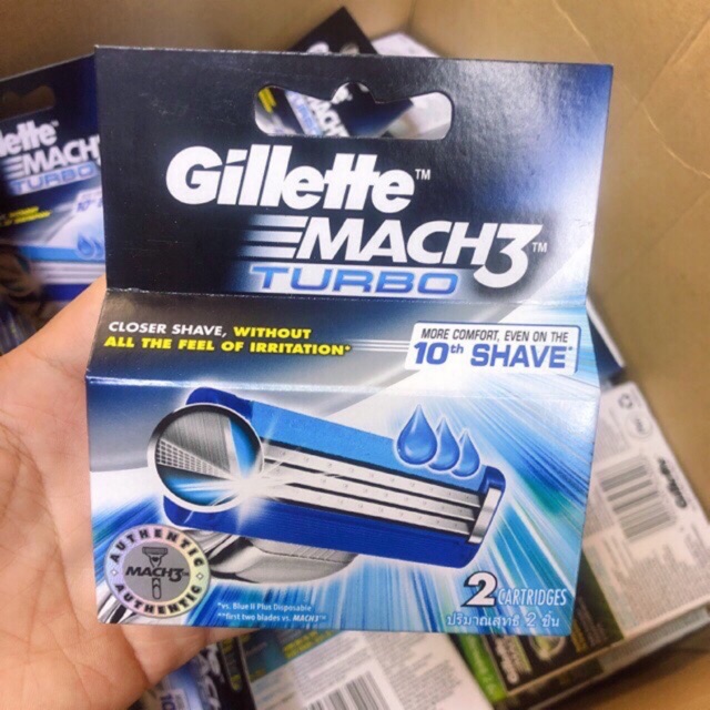 Hộp 2 lưỡi dao cạo Gillette MACH 3 TURBO MẪU MỚI